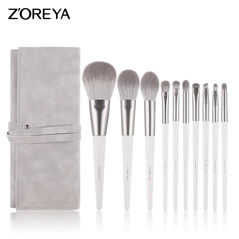Silver Makeup Brushes Set