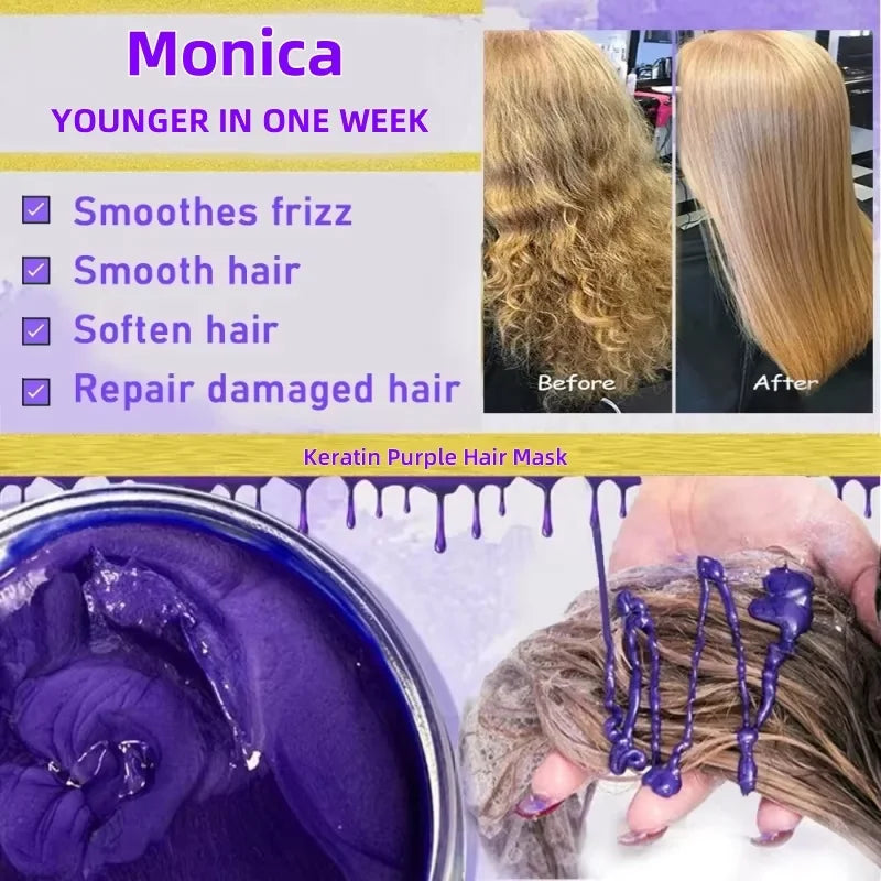 Purple Keratin Hair Mask for Dry Frizzy Hair
